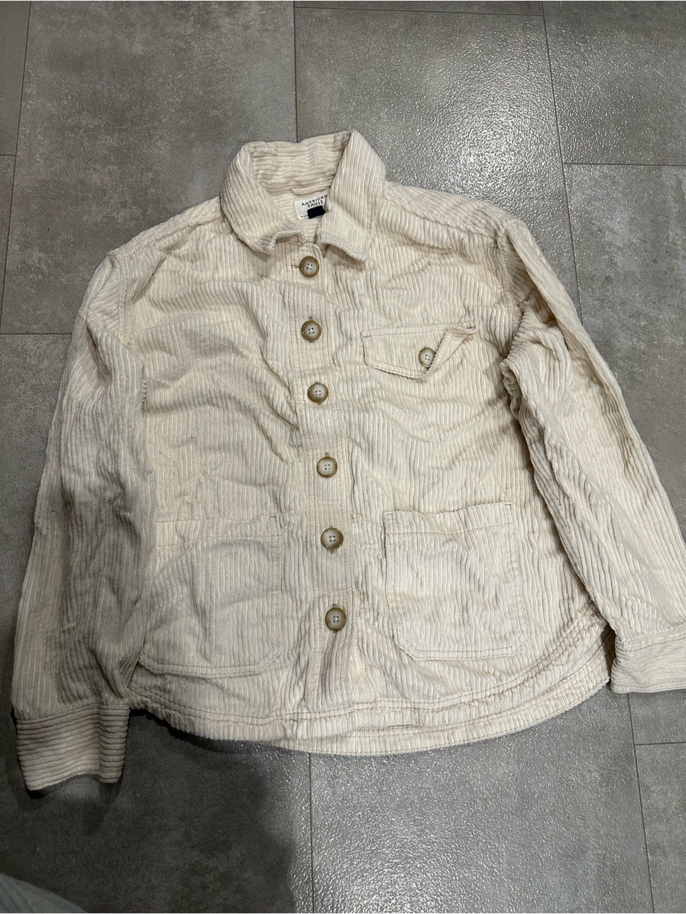 American Eagle Cream Corduroy Button-Up Jacket
